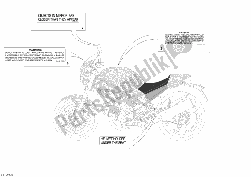 All parts for the Warning Labels Usa of the Ducati Monster 620 USA 2005